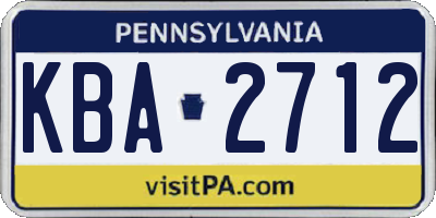 PA license plate KBA2712