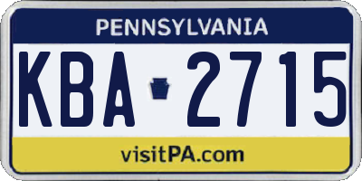 PA license plate KBA2715