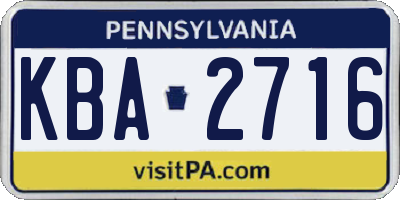 PA license plate KBA2716