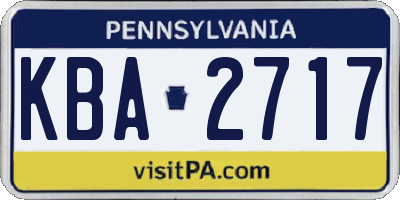 PA license plate KBA2717