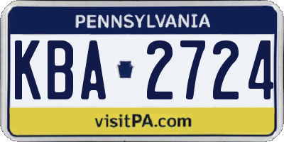 PA license plate KBA2724