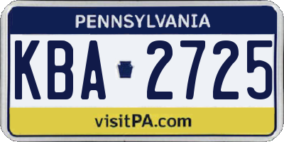 PA license plate KBA2725