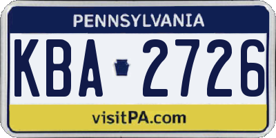 PA license plate KBA2726