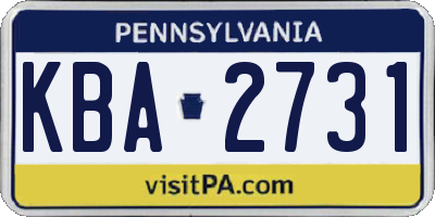 PA license plate KBA2731