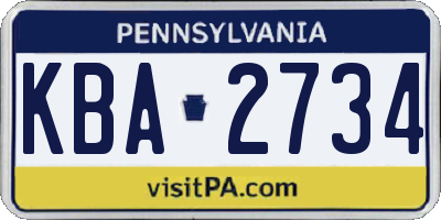 PA license plate KBA2734