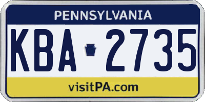 PA license plate KBA2735