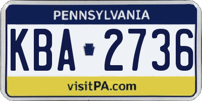PA license plate KBA2736