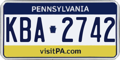 PA license plate KBA2742