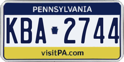 PA license plate KBA2744