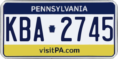 PA license plate KBA2745