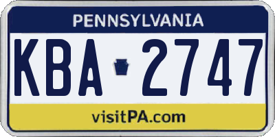 PA license plate KBA2747