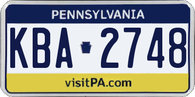 PA license plate KBA2748