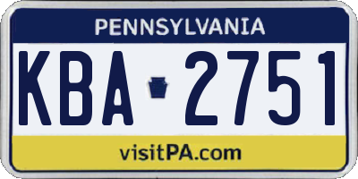 PA license plate KBA2751