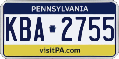 PA license plate KBA2755