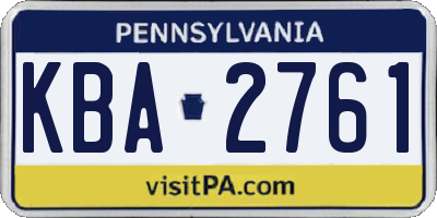 PA license plate KBA2761