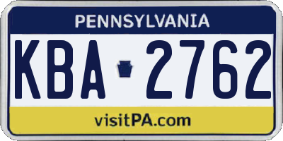 PA license plate KBA2762