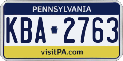 PA license plate KBA2763