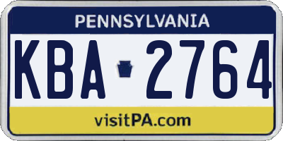 PA license plate KBA2764