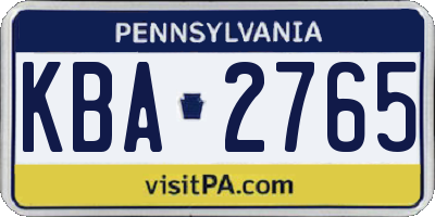 PA license plate KBA2765