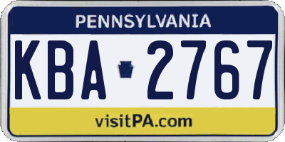 PA license plate KBA2767