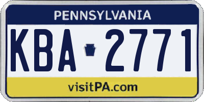 PA license plate KBA2771