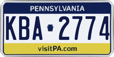 PA license plate KBA2774