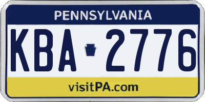 PA license plate KBA2776