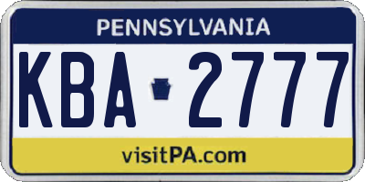 PA license plate KBA2777