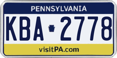 PA license plate KBA2778