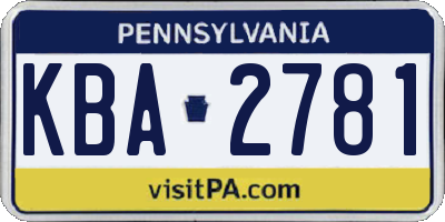 PA license plate KBA2781