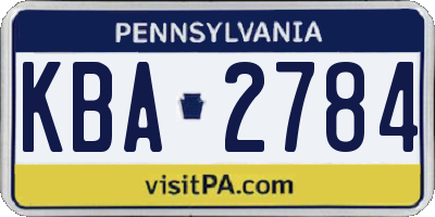 PA license plate KBA2784