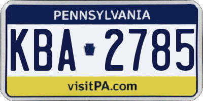 PA license plate KBA2785