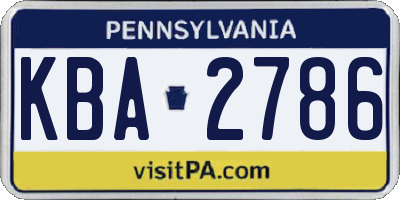 PA license plate KBA2786