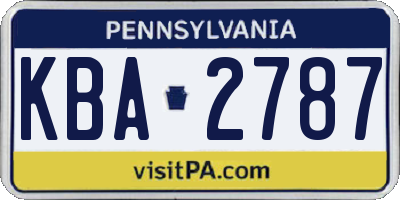 PA license plate KBA2787