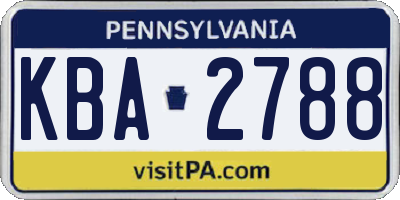 PA license plate KBA2788