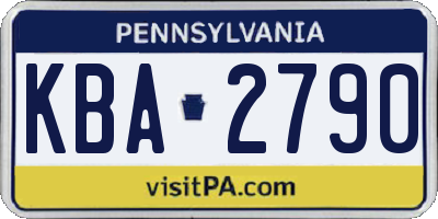 PA license plate KBA2790