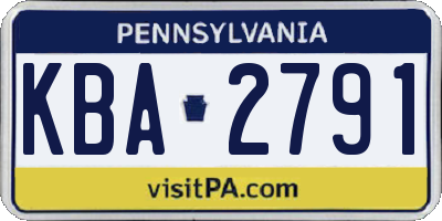 PA license plate KBA2791