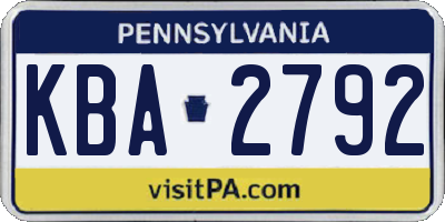 PA license plate KBA2792