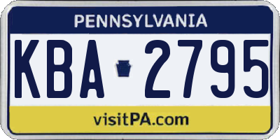 PA license plate KBA2795