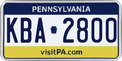 PA license plate KBA2800