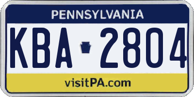 PA license plate KBA2804