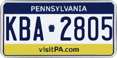 PA license plate KBA2805