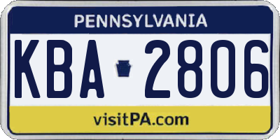 PA license plate KBA2806