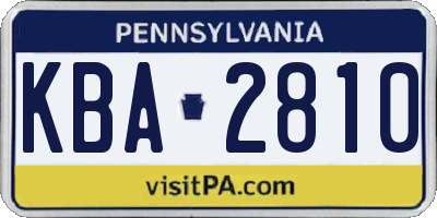 PA license plate KBA2810