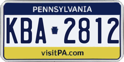 PA license plate KBA2812