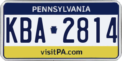 PA license plate KBA2814