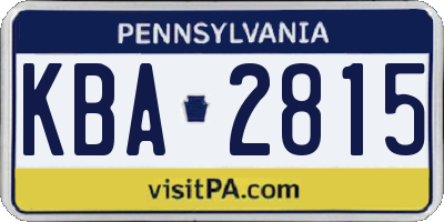 PA license plate KBA2815