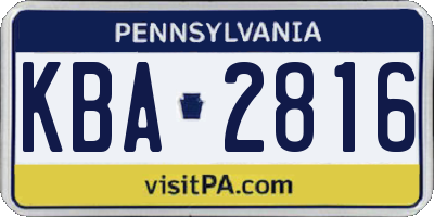 PA license plate KBA2816