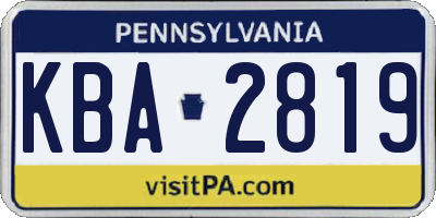 PA license plate KBA2819