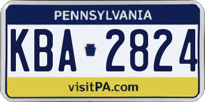 PA license plate KBA2824